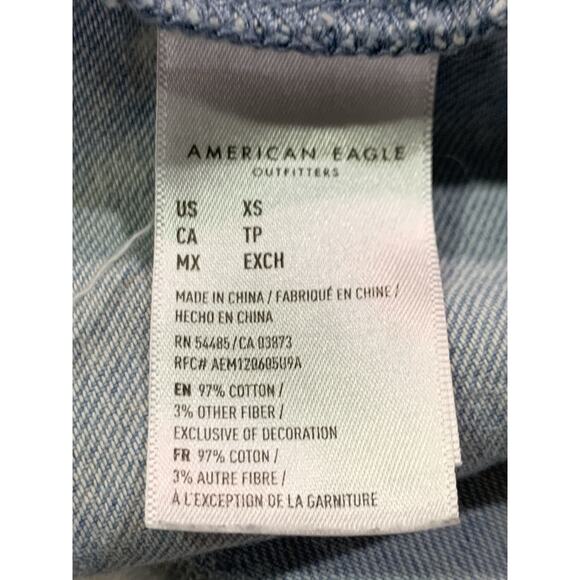 American Eagle Outfitters Overall Denim Dress Jumper Sz XS Sunflower Floral - Picture 11 of 14